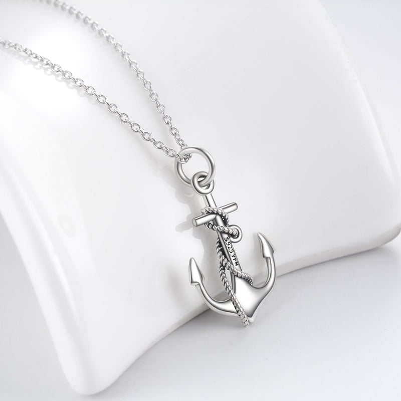LUHE Anchor Necklace Sterling Silver Anchor Schmuck Sailor Necklace for Women - Image 2